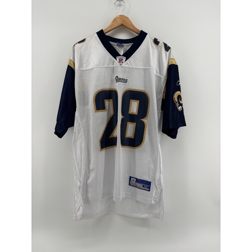 St. Louis Rams Reebok Jersey Mens White Marshall Faulk 28 Medium NWT Vintage